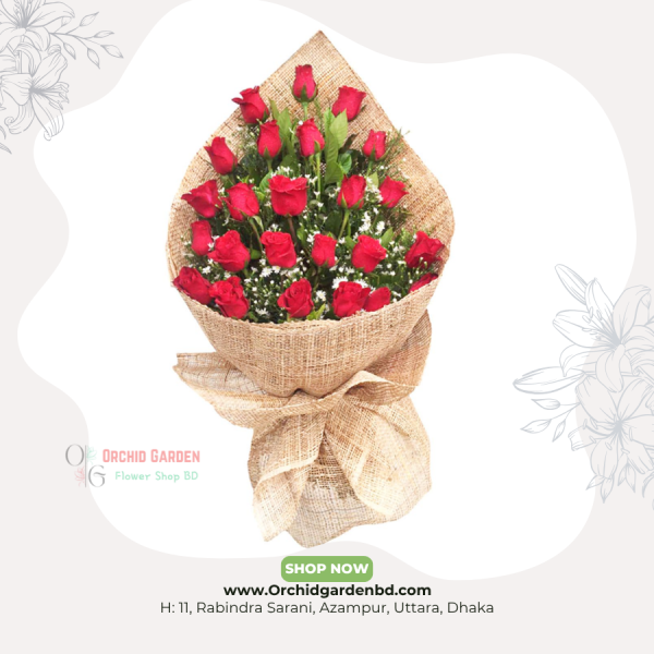 Rustic Red Rose Natural Wrap Bouquet