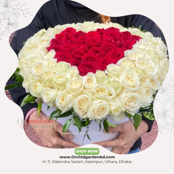 Heart Shape Premium Rose Box – Red & White Edition