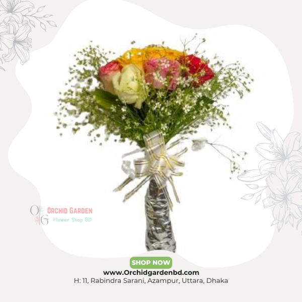 Mixed Rose Gypsy Silver Wrap Bouquet