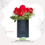 Red Rose & Gypsy Black Vase Arrangement