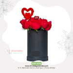 Love Theme Red Rose Black Vase Gift