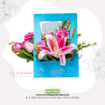 Blue Premium Lily & Pink Rose Flower Frame