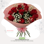Classic Red Rose & Gypsy Bouquet – Soft Pink Edition