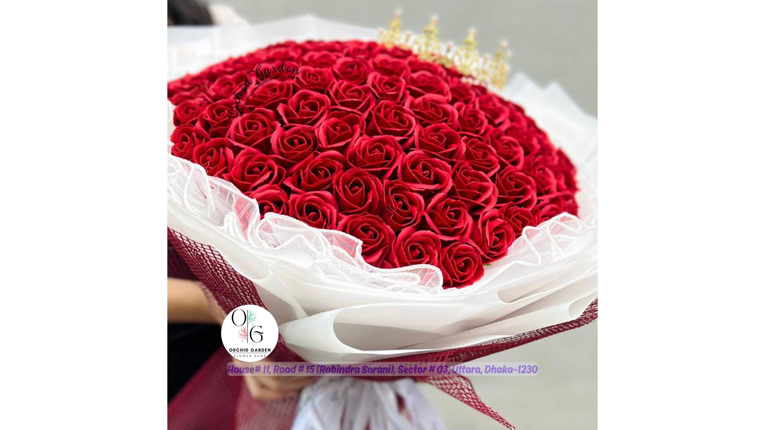 11056RD.jpg Soap Roses Crown (Red) 1 Bouquet - Image 1