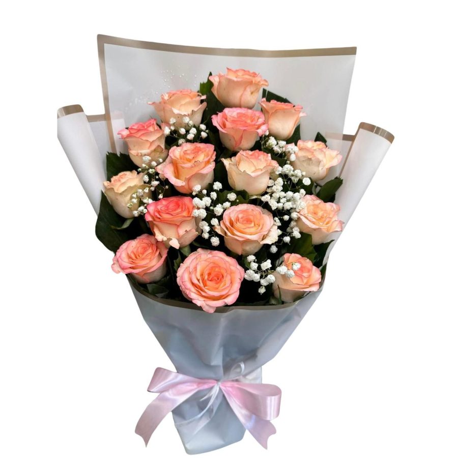 Peach Bliss Chinese Rose 1 Bouquet