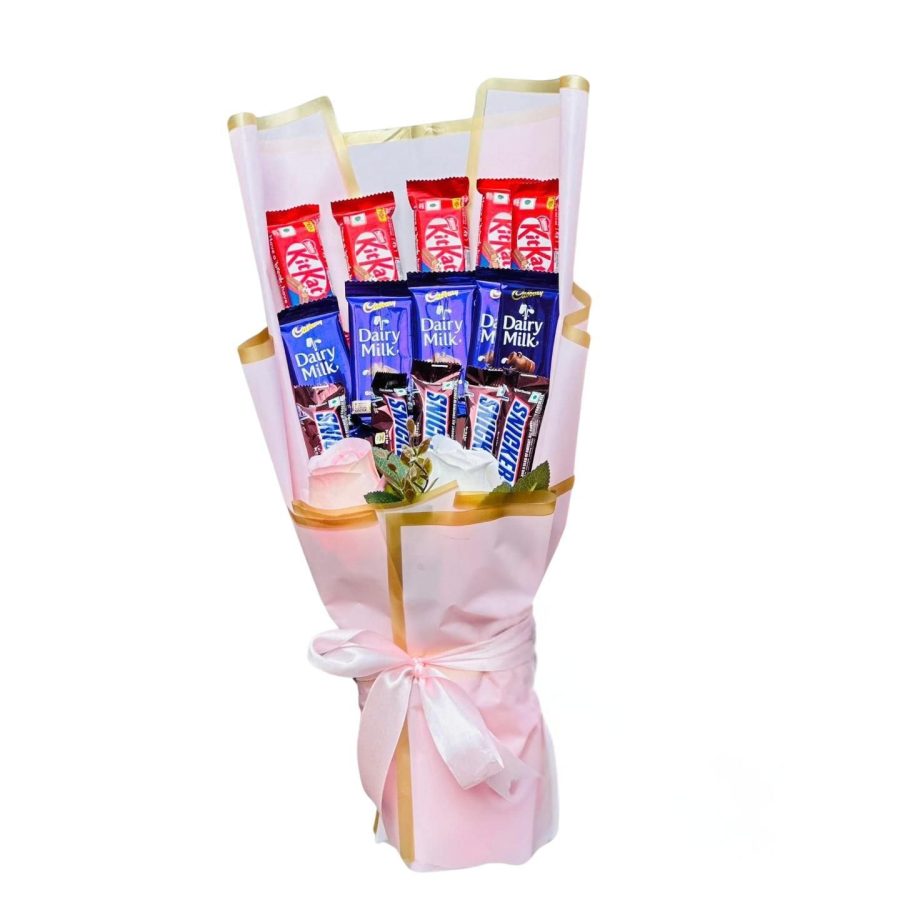 Elegant Chocolate Treat With Roses 1 Bouquet