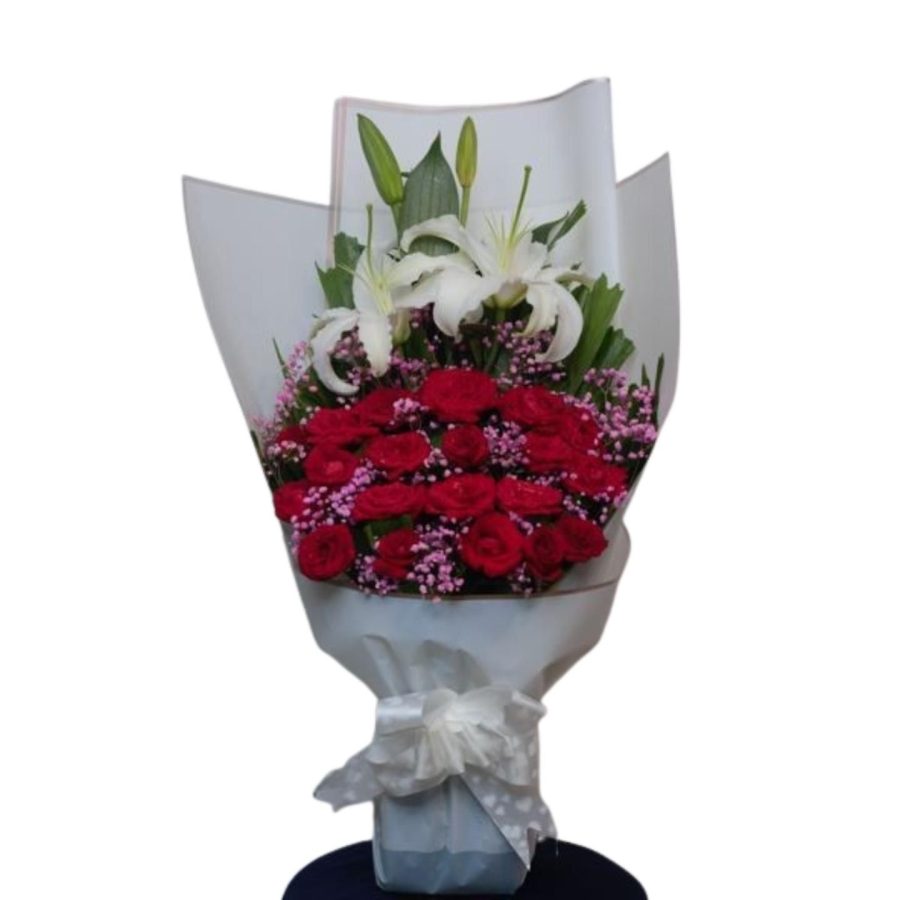 White Yellow Red Rose Basket 1 Piece