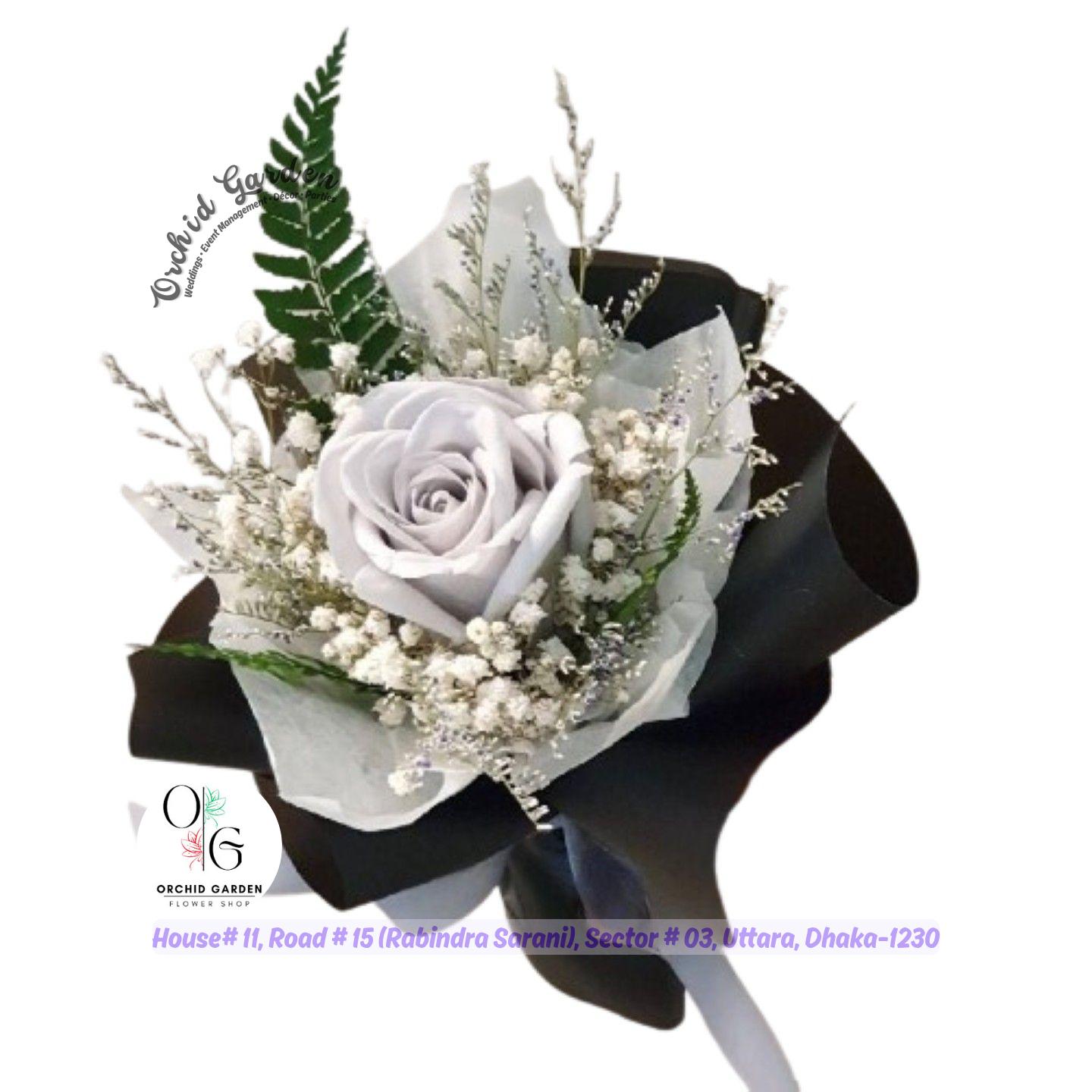 67a35c07b23e474996c6faee.jpg Little Flowers // Small Bouquet Of Eternal Roses. Misty Gray Roses 500g - Image 1