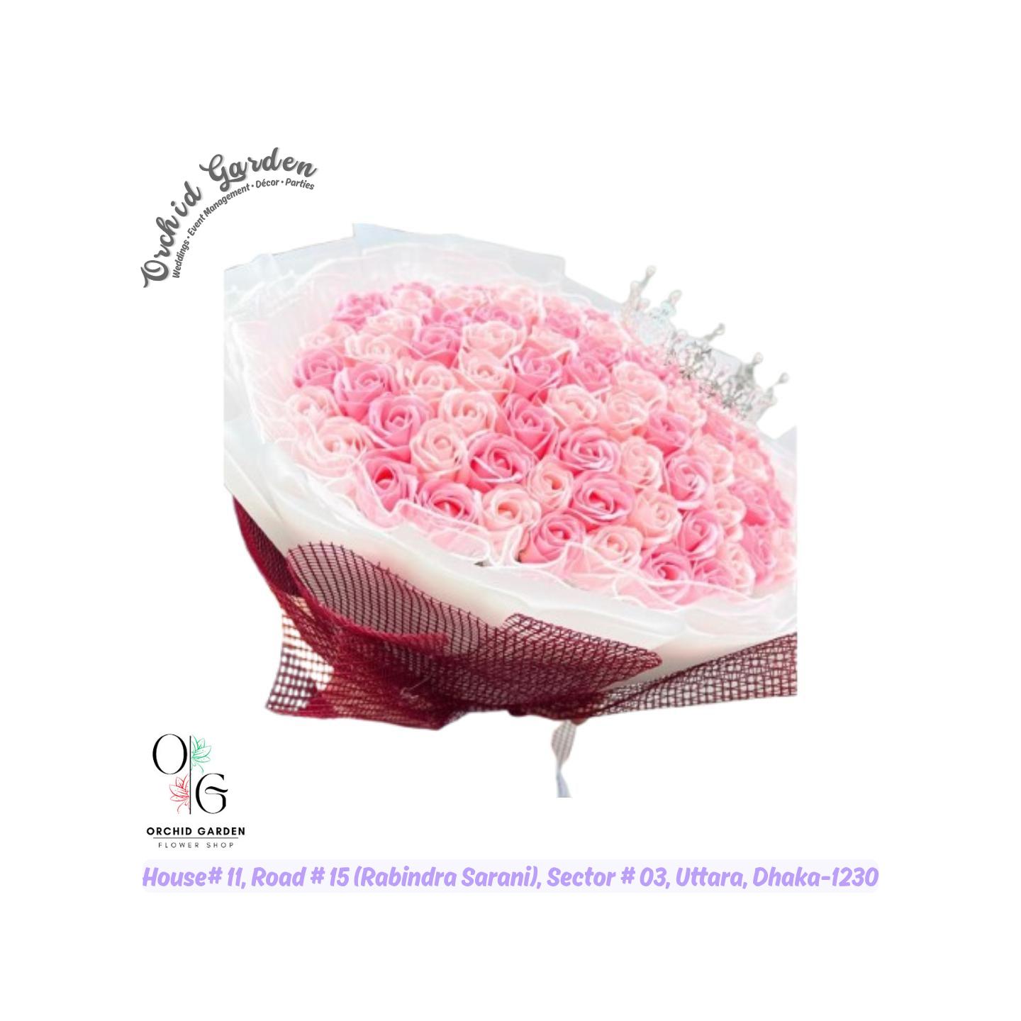 67a35c7a01a62215bafde62d.jpg Soap Roses Crown (Pink) 1 Bouquet - Image 1