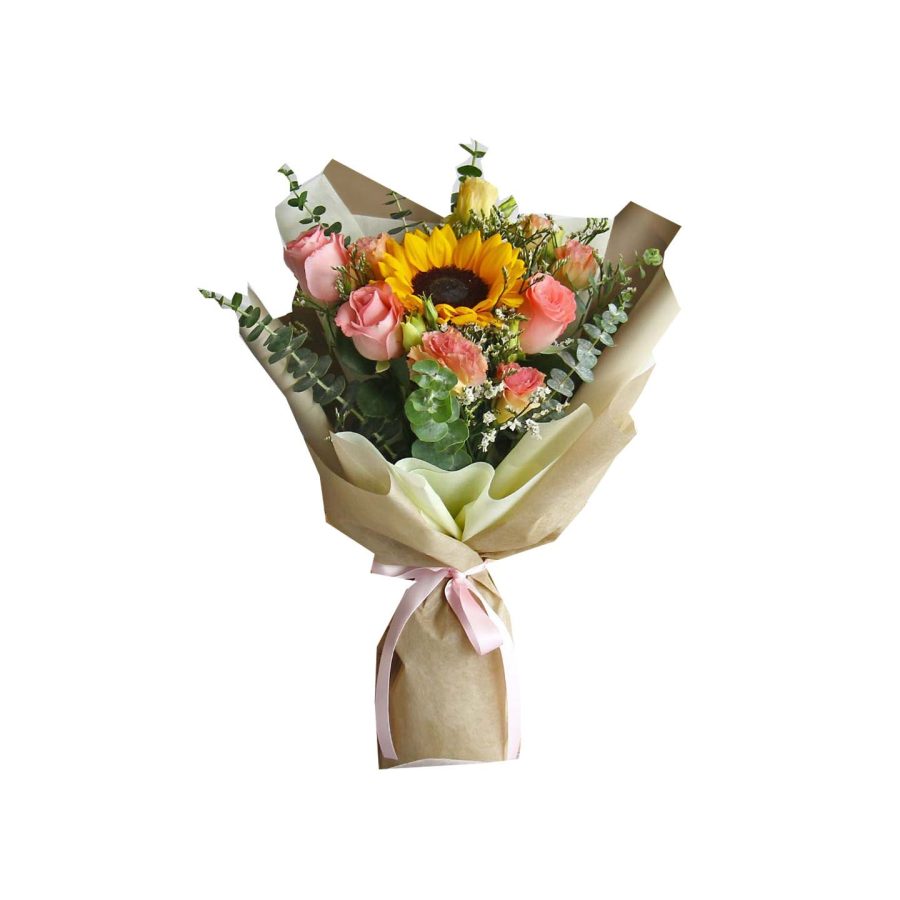 Sunflower With Roses Bouquet