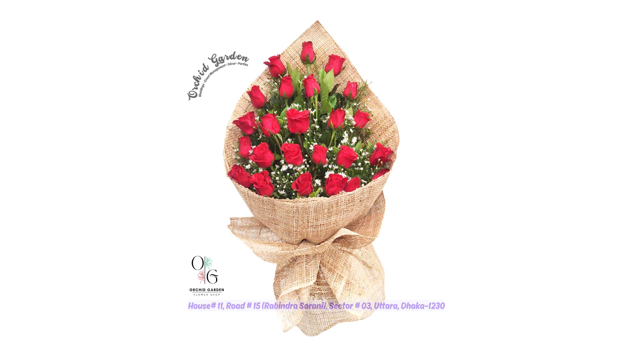 GFS-A2-001.jpg Red Rose Flower 1 Bouquet - Image 1