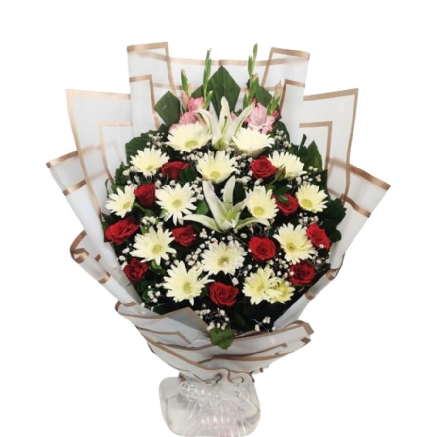 Lily Gerbera Rose And Gladiolus Flower 1 Bouquet