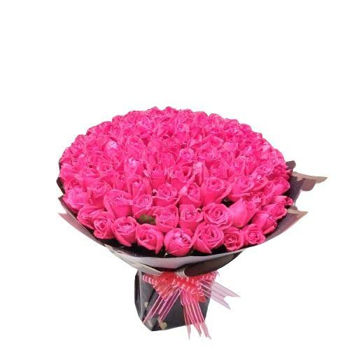 RoundBigRedRoseFlowerBouquet1pc.jpg Red Rose Flower Round 1 Bouquet - Image 1