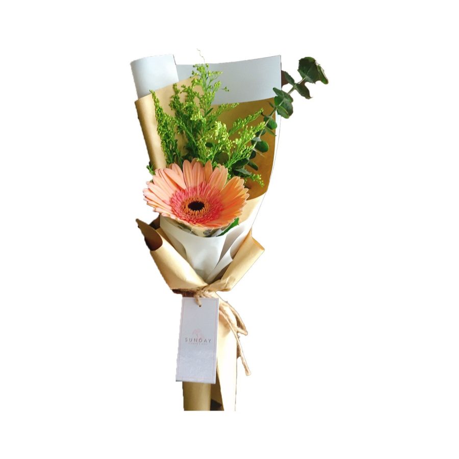 Sunday Flowers Single Flower Bouquet - Pink Gerbera Daisy | ±150 g