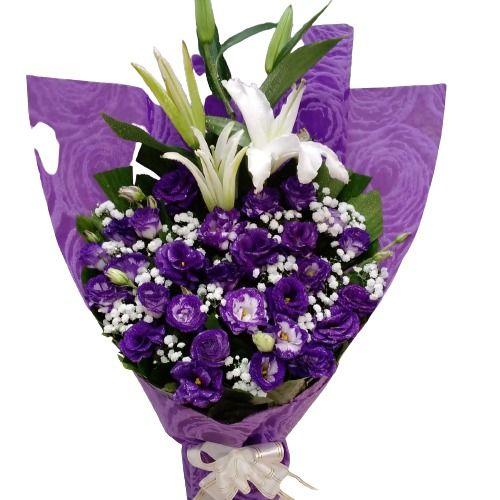 StandFlowerBouquetLilyandStoma1pc.jpg Stand Flower Bouquet Lily And Eustoma 1 Piece - Image 1