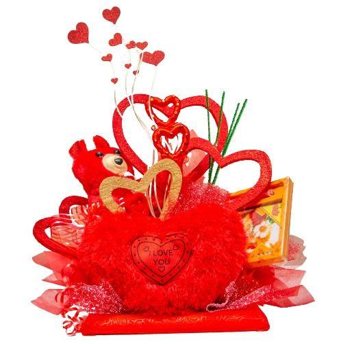 ValentineSpecialHeartandDairyGifthamper4000.jpg Heart And Dairy Gift Hamper With Flower 1 Piece - Image 1