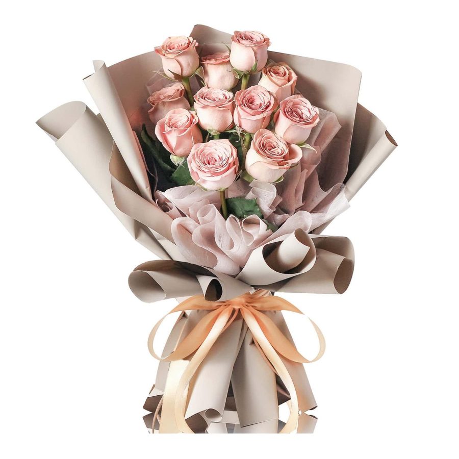 Fresh Flower Bouquet - Cappuccino Roses - 11 Roses 1 Bouquet