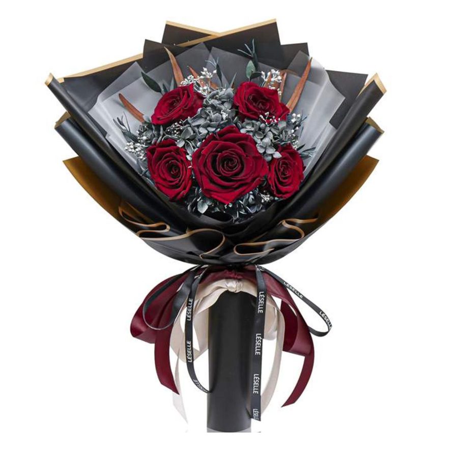 Leselle Preserved Flower Bouquet Classic Red Roses M 1 Bouquet