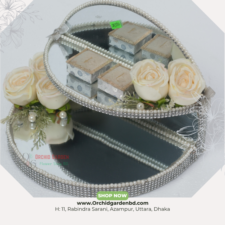 OGBD- (10) Dual Layer Mirror Engagement Tray – Pearl Silver Edition - Image 1