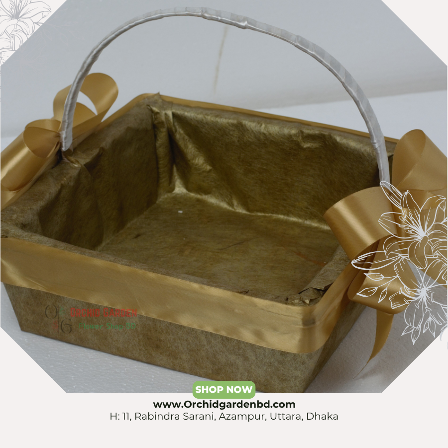 OGBD- (18) Gold Wedding Gift Basket – Classic Handle Edition - Image 1