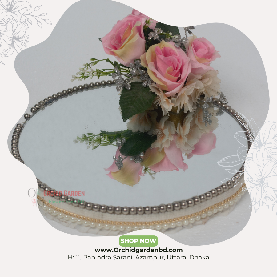 OGBD- (4) Premium Floral Mirror Tray – Pink Bloom Edition - Image 1