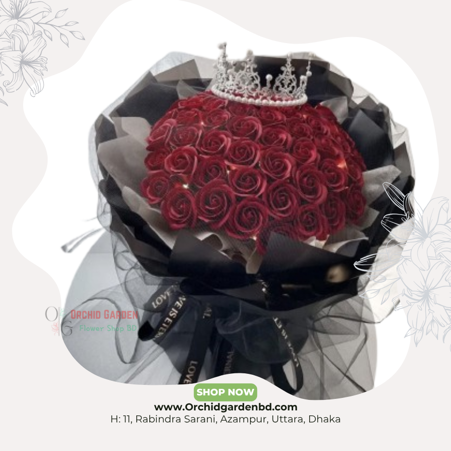 OGBD- (53) 99 Red Rose Queen Bouquet – Luxury Black Wrap Edition - Image 1