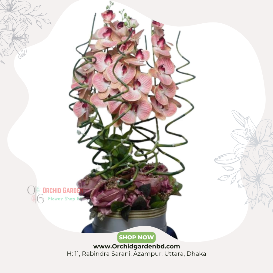 OGBD- (69) ArtificialOrchid Spiral Tower Arrangement – Luxury Home Décor Edition - Image 1