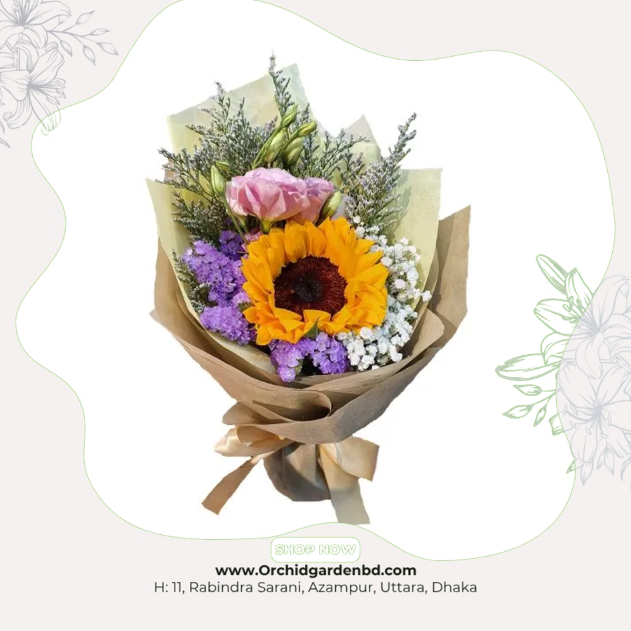 OGBD001 (4) Sunflower Purple White Maroon Mixed Floral Wrap - Image 1